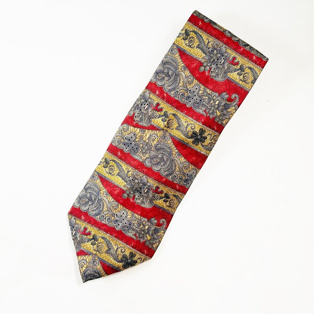 ETIENNE AIGNER - 100% Imported Silk - Red, Gold, Gray CLASSIC